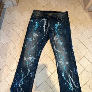 Lucky Brand Blue Jeans with Paint Splatter